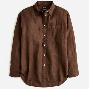 JCrew linen shirt chocolate brown size M